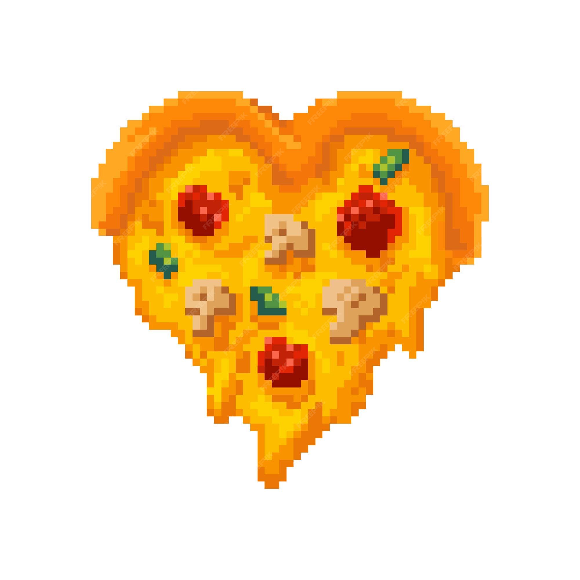 pixel style pizza slice icon. Vector illustration 32x32 pix