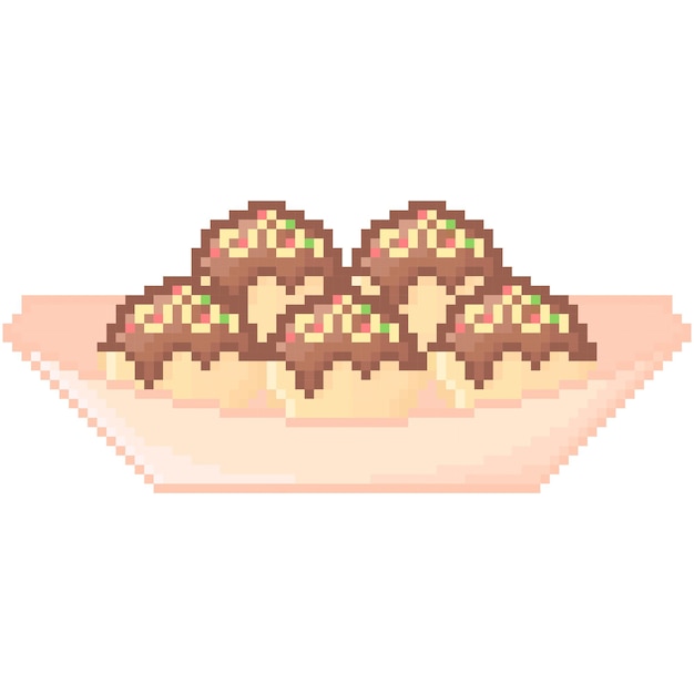 Pixel art of takoyaki ball