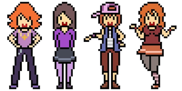 Pixel art di un amico di gruppo di adolescenti