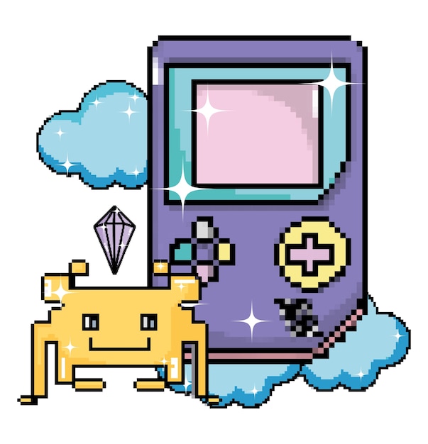 Pixel art tetris videogame cartoons 