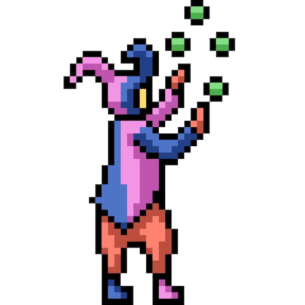 pixel art of themepark clown performance