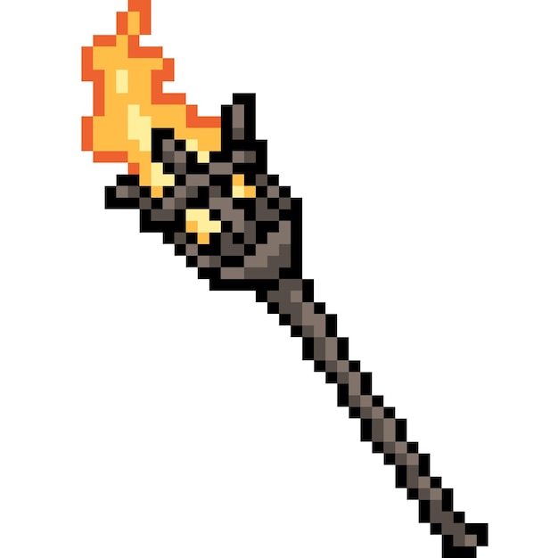 pixel art of torch fire burn