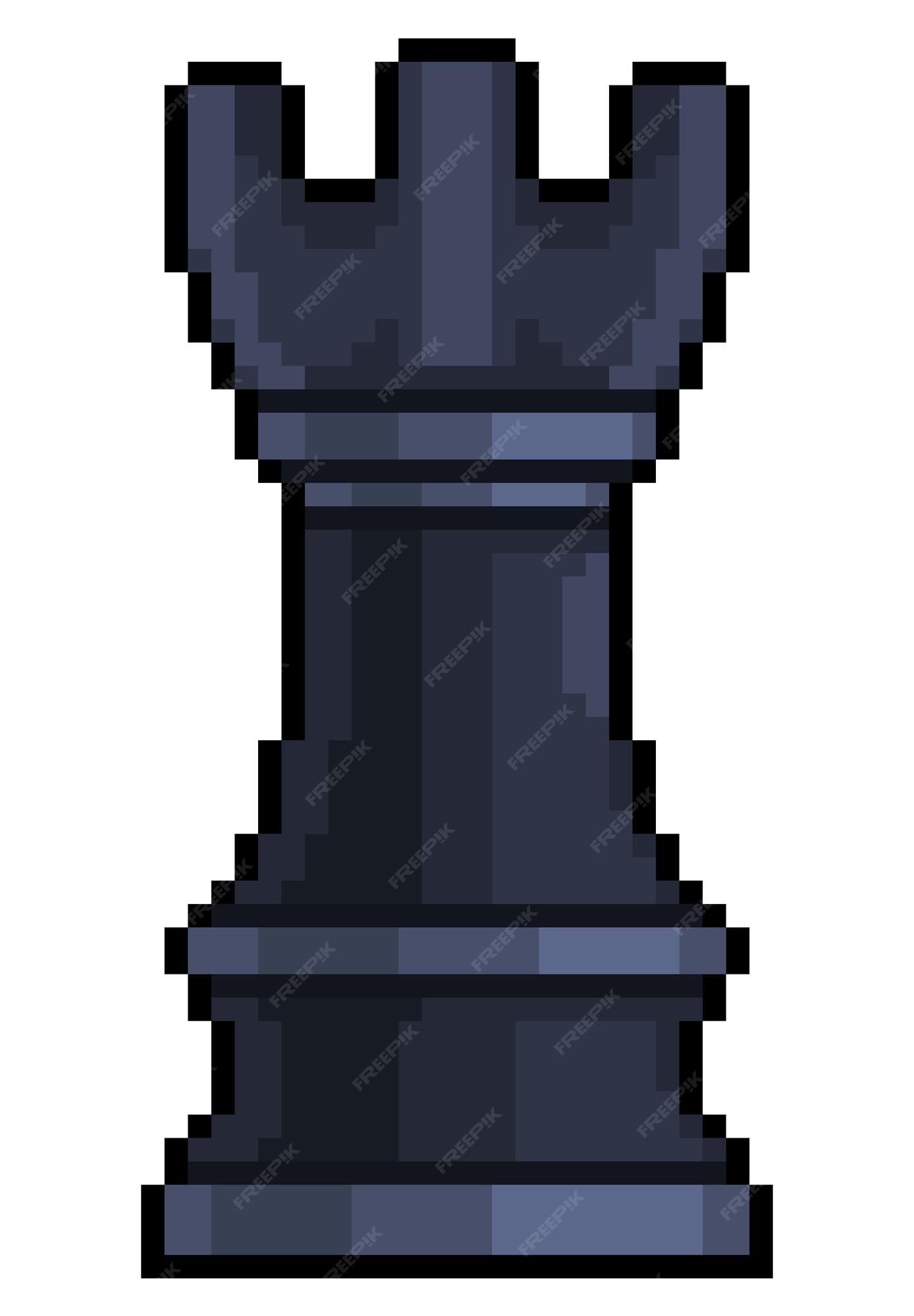 Premium Vector  Pixel art tower chess piece for 8bit game on white  background