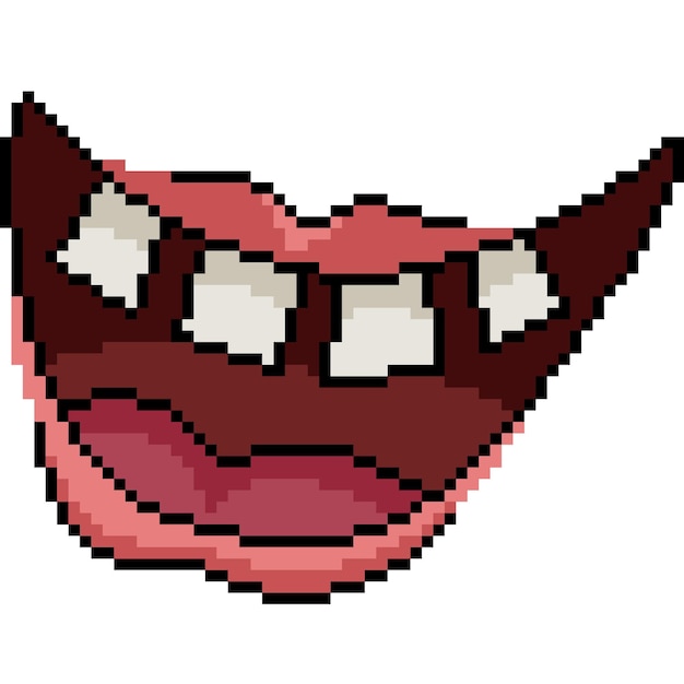 Vector pixel art of ugly mouth laugh