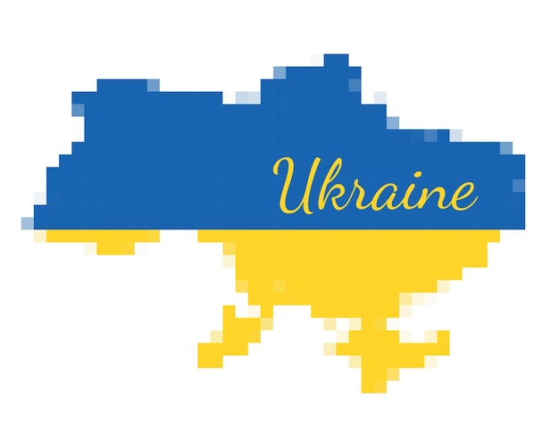 Pixel art ukraine map vector illustration