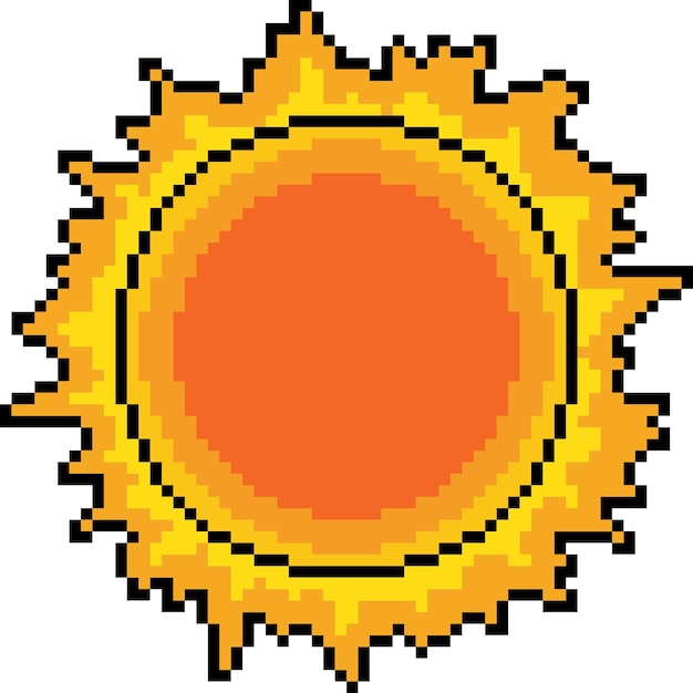 Vector pixel art van de zon hete zomer