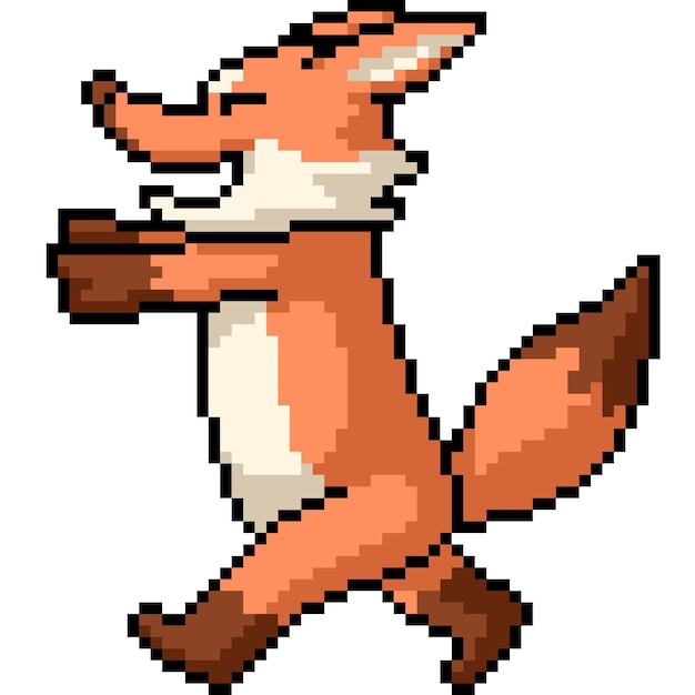 Vector pixel art van fox run happy