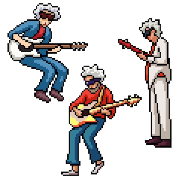 pixel art van grootmoeder rockband