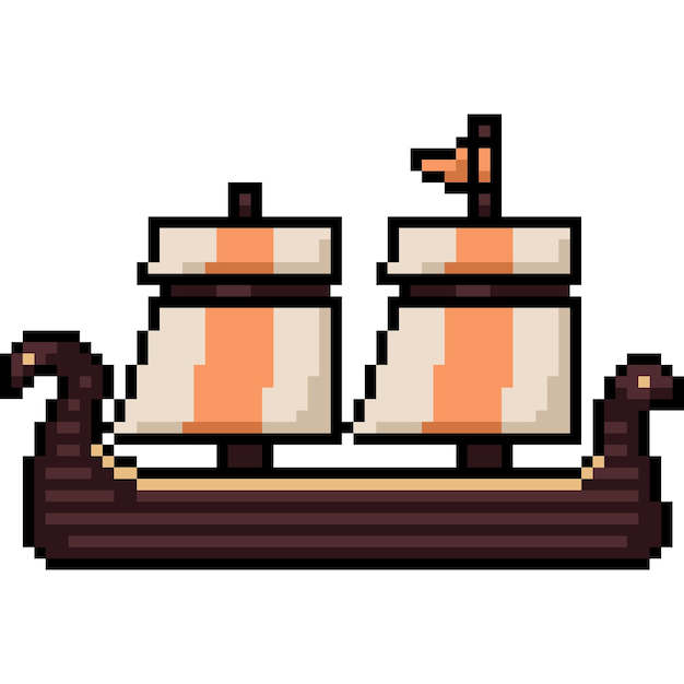 Vector pixel art van oude scheepszijde