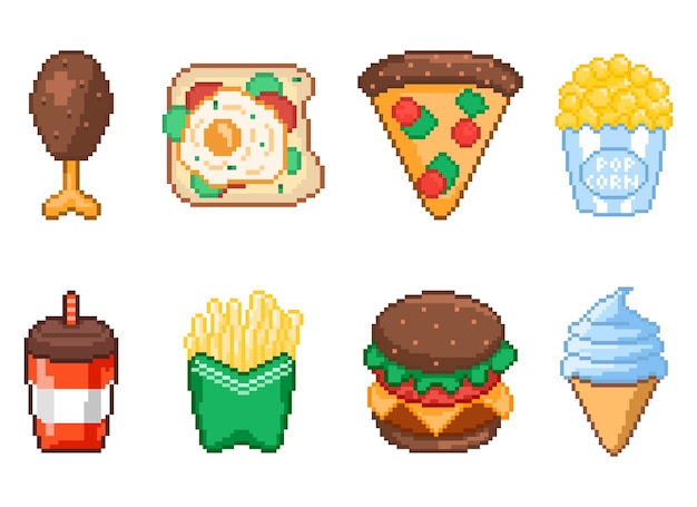 Pixel art vector fast food