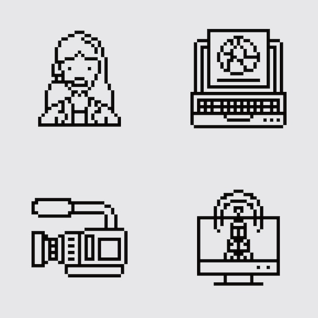 Vector pixel art vintage aesthetics retro sprite design