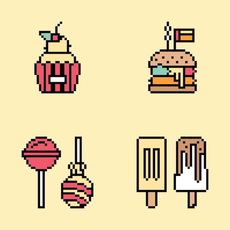 Vector pixel art vintage aesthetics retro sprite design