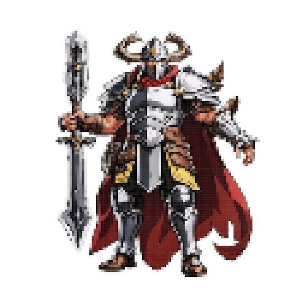 Vector pixel art warrior viking rpg style