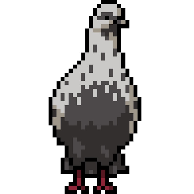 Vector pixel art of white pigeon stand