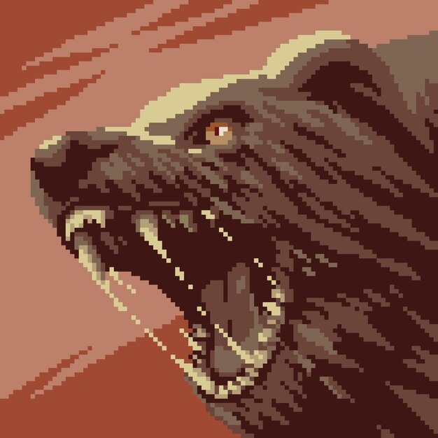 Pixel art of wild angry bear