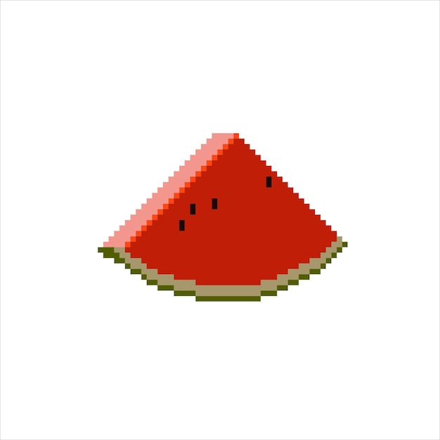 Vector pixel art with slice watermelon. vector illustration.