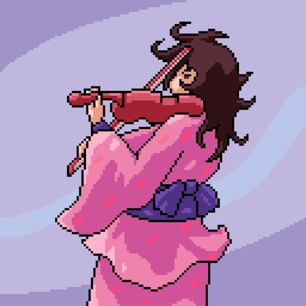 Pixel art di donna che suona il violino