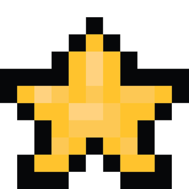 Vettore iconica di stella gialla pixel art