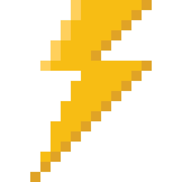 Iconica di tuono giallo pixel art