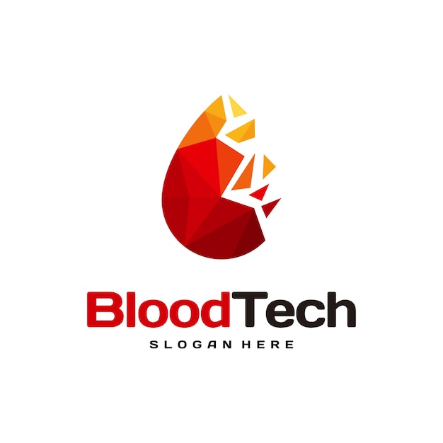 Simbolo del logo pixel blood, modello di progettazione del logo blood healthcare, vettore del concetto di progettazione del logo blood technology