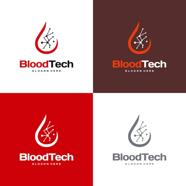 Pixel bloodロゴシンボル、blood healthcareロゴデザインテンプレート、bloodtechnologyロゴデザインコンセプトベクトル