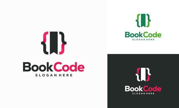 Pixel Book Logo template designs Coding book Logo designs vector illustration Programmer logo