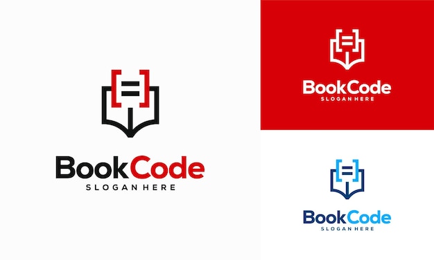 Pixel Book Logo template designs Coding book Logo designs vector illustration Programmer logo