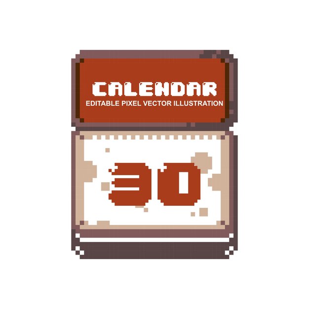 Pixel calendar icon vector illustration for video game asset, motion graphic and others