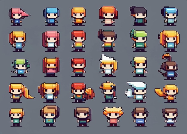 pixel cartoon illustraties