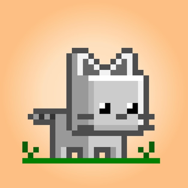 Pixel cat 8 bit Animals for game assets in vector illustration