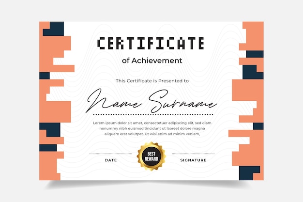 Vector pixel certificate design template vector