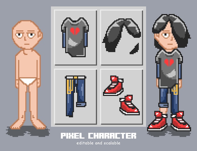 Pixel character sad lover boy punk