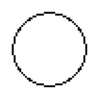 Vector pixel circle, pixelated circular border. 8 bits. vector