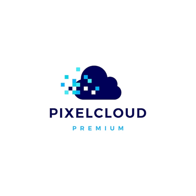 Pixel cloud digitale logo pictogram illustratie