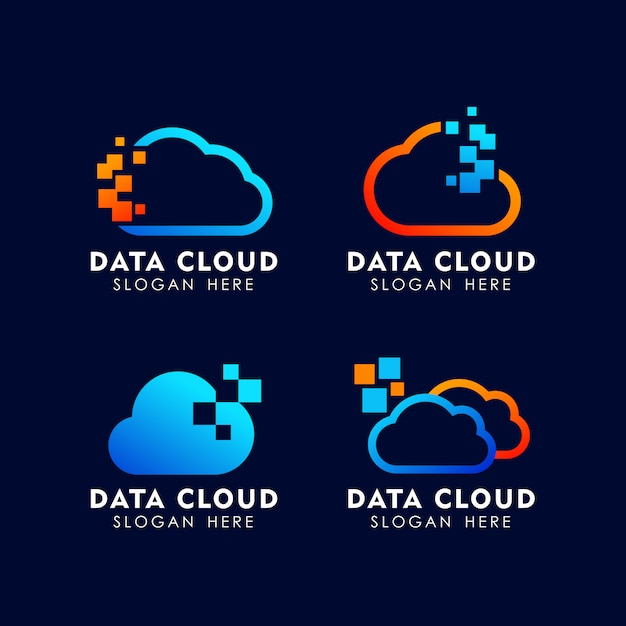 Pixel cloud logo design template