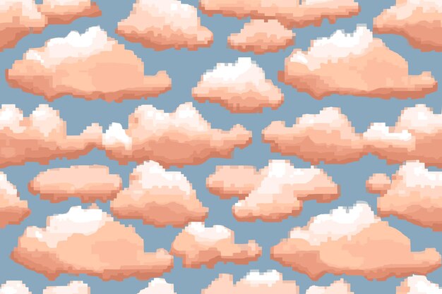 Vector pixel clouds seamless pattern texture background