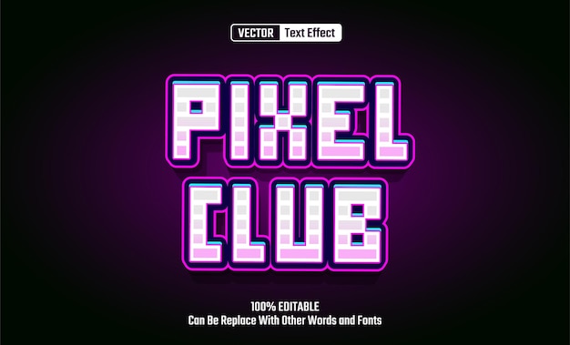 Vector pixel club editable vector text effect