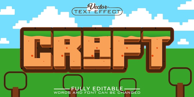 Pixel Craft Vector bewerkbare teksteffectsjabloon