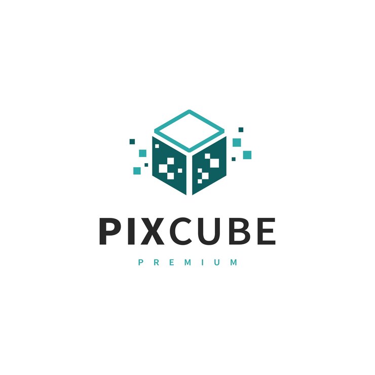 Vector pixel cube digital logo design 3