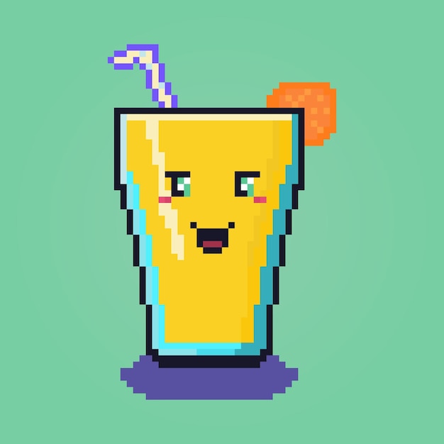 Vector pixel cute summer drink logo