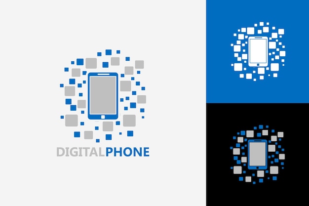 Pixel digitale telefoon logo sjabloonontwerp vector, embleem, ontwerpconcept, creatief symbool, pictogram