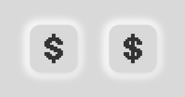 Pixel dollar icon 8 bit money illustration symbol Sign american game cash vector