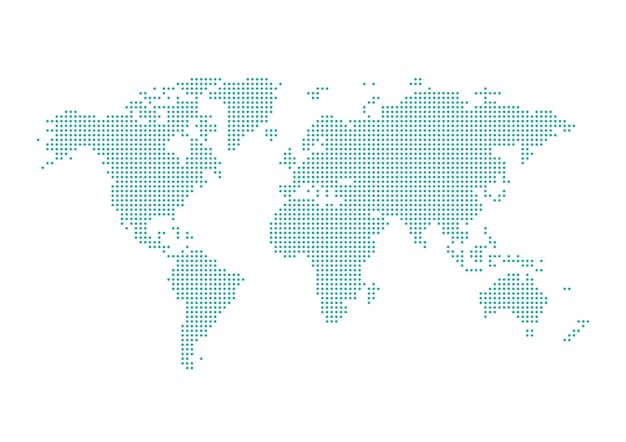 Vector pixel dotted map of world