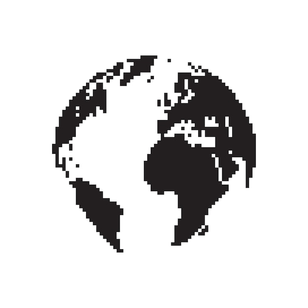 Vector pixel earth globe design.