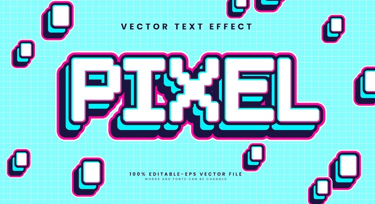 Vector pixel editable text style effect vector text effect