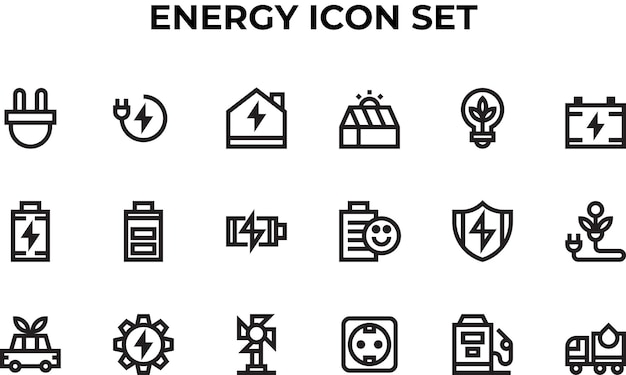 Vector pixel energy perfect icoon set