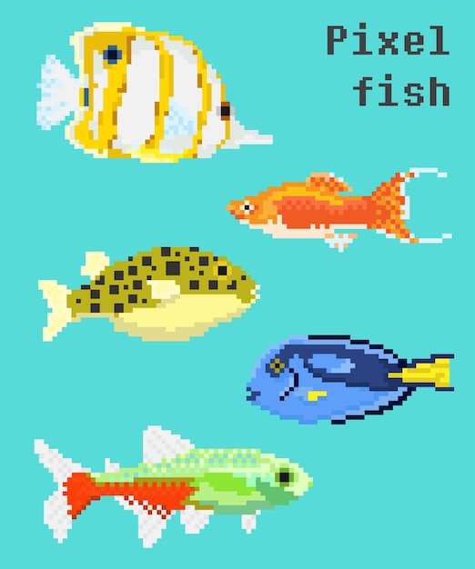 Vector pixel exotic fish