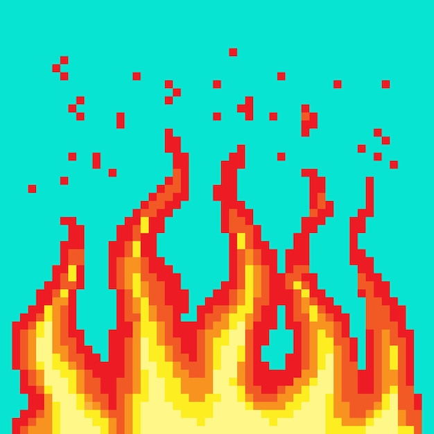 Fire kerosene lamp game pixel art Royalty Free Vector Image