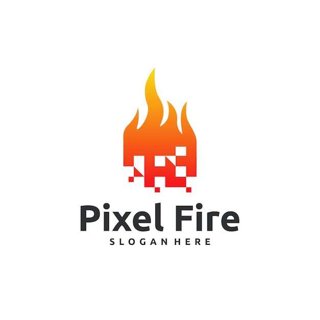 Логотип pixel fire разрабатывает концептуальный вектор шаблона логотипа fire tech