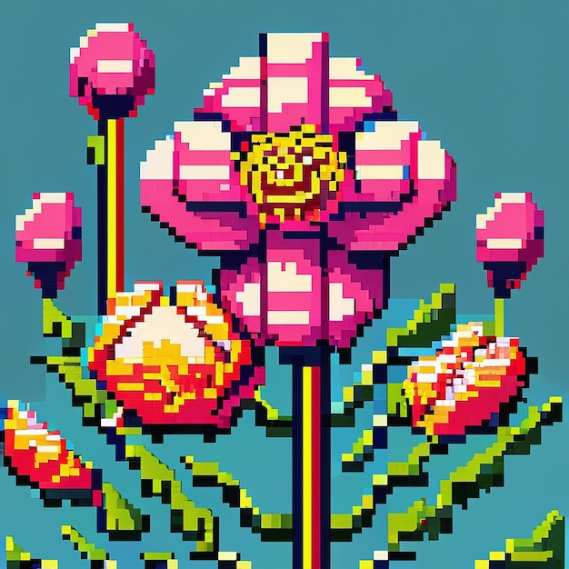 Vector pixel flower